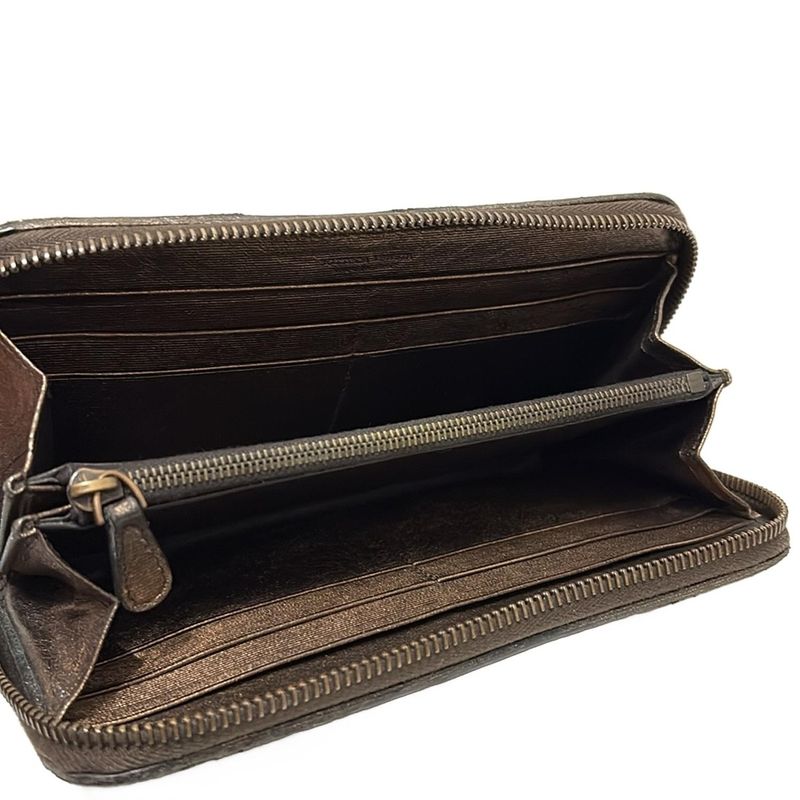Bottega Veneta Long Wallet Zip Around Wallet 114076 Bronze Round Zipper Leather