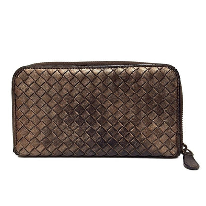Bottega Veneta Long Wallet Zip Around Wallet 114076 Bronze Round Zipper Leather