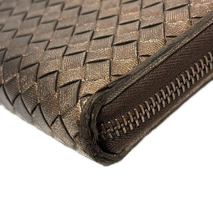 Bottega Veneta Long Wallet Zip Around Wallet 114076 Bronze Round Zipper Leather