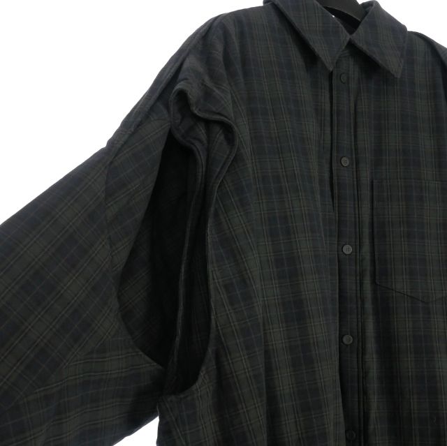 Balenciaga 23aw Detachable Flannel Shirt 2way Flannel Shirt XS Navy Gray 751728