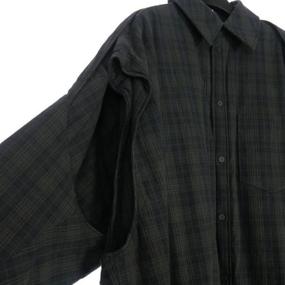 Balenciaga 23aw Detachable Flannel Shirt 2way Flannel Shirt XS Navy Gray 751728