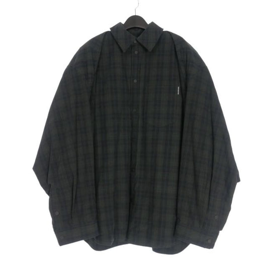 Balenciaga 23aw Detachable Flannel Shirt 2way Flannel Shirt XS Navy Gray 751728