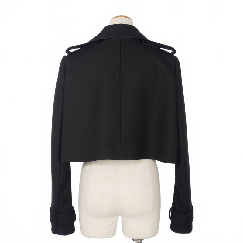 Balenciaga Alexander Wang Cropped Short Trench Jacket 34 Black