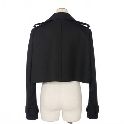 Balenciaga Alexander Wang Cropped Short Trench Jacket 34 Black