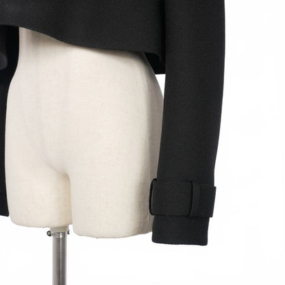 Balenciaga Alexander Wang Cropped Short Trench Jacket 34 Black