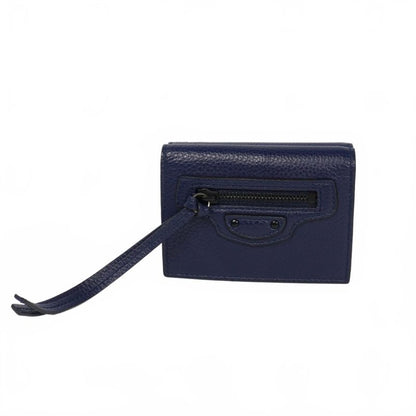 Balenciaga Neo Classic Mini Compact Wallet Trifold Wallet Navy 640107