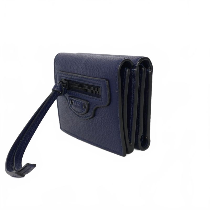 Balenciaga Neo Classic Mini Compact Wallet Trifold Wallet Navy 640107