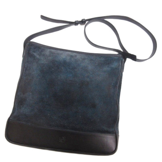 Loewe Madrid Anagram Suede Shoulder Bag Navy