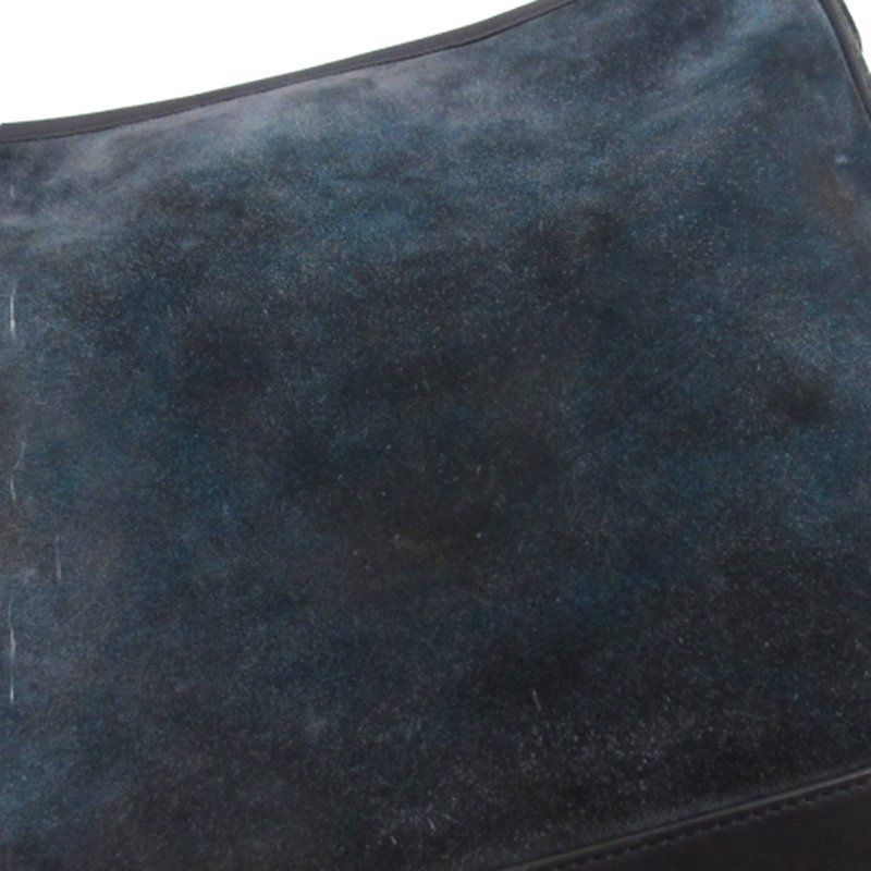 Loewe Madrid Anagram Suede Shoulder Bag Navy