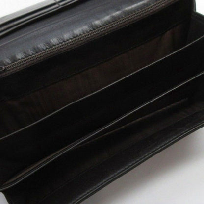 Prada Triangle Logo Bifold Long Wallet Leather Nylon Dark Brown