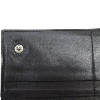 Prada Triangle Logo Bifold Long Wallet Leather Nylon Dark Brown