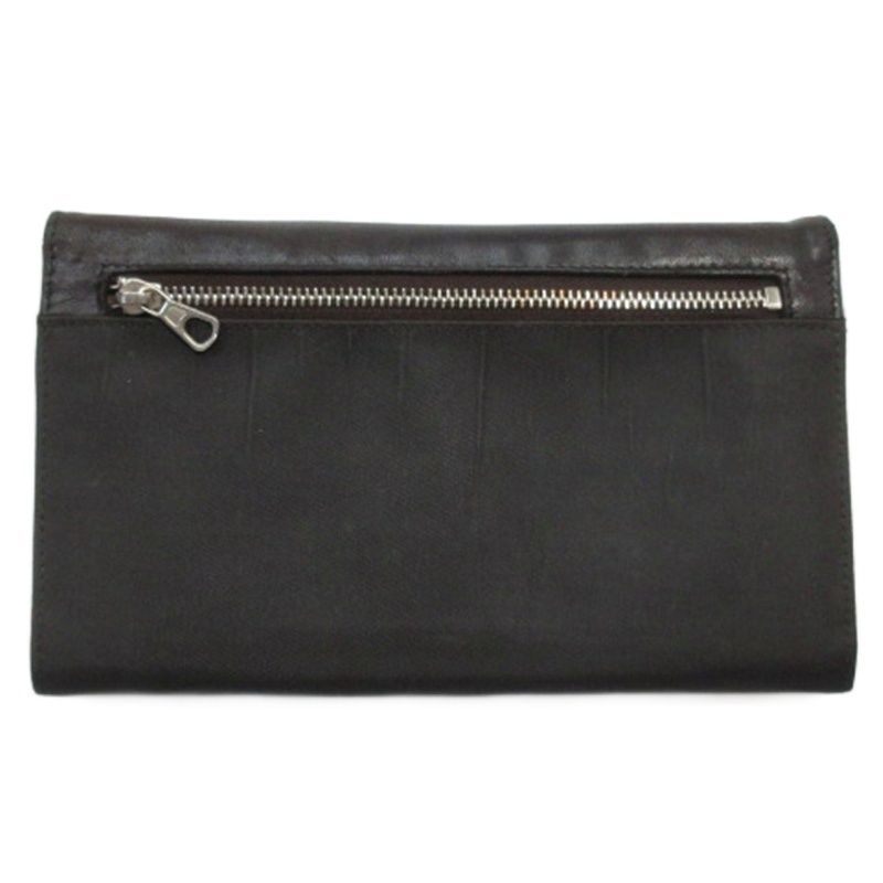 Prada Triangle Logo Bifold Long Wallet Leather Nylon Dark Brown