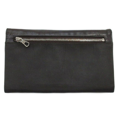 Prada Triangle Logo Bifold Long Wallet Leather Nylon Dark Brown