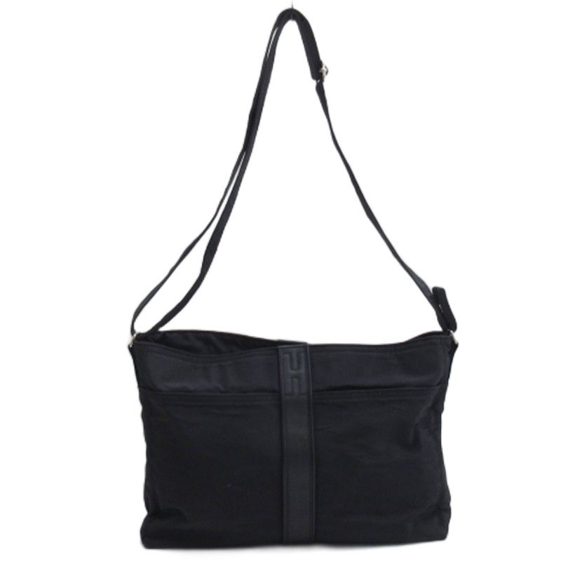 Hermes Acapulco MM Nylon Shoulder Bag Toile Chevron Black