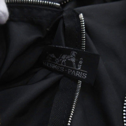 Hermes Acapulco MM Nylon Shoulder Bag Toile Chevron Black