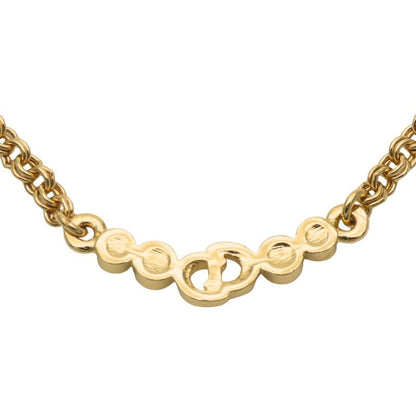 Christian Dior Necklace CD Logo Metal Rhinestone Gold Plated GP Accessories