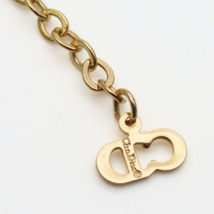 Christian Dior Necklace CD Logo Metal Gold GP Plated Accessories Ladies