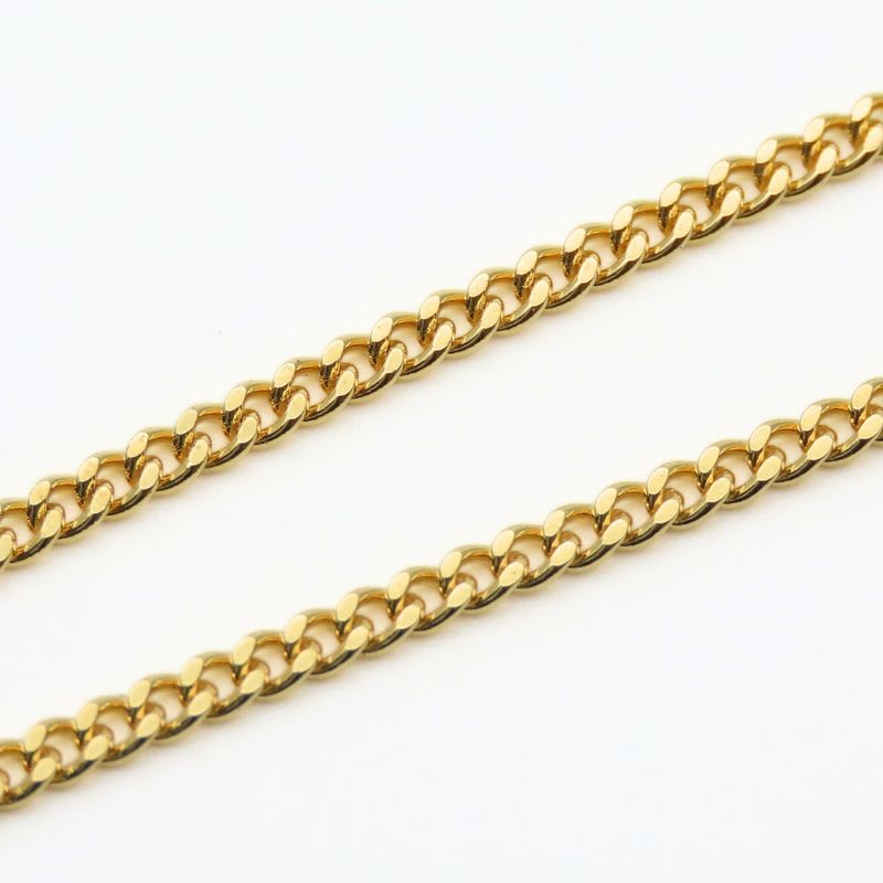 Christian Dior Necklace CD Logo Metal Rhinestone Gold Plated GP Accessories