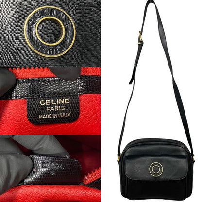 Celine Vintage Circle Logo Hardware Leather Mini Shoulder Bag