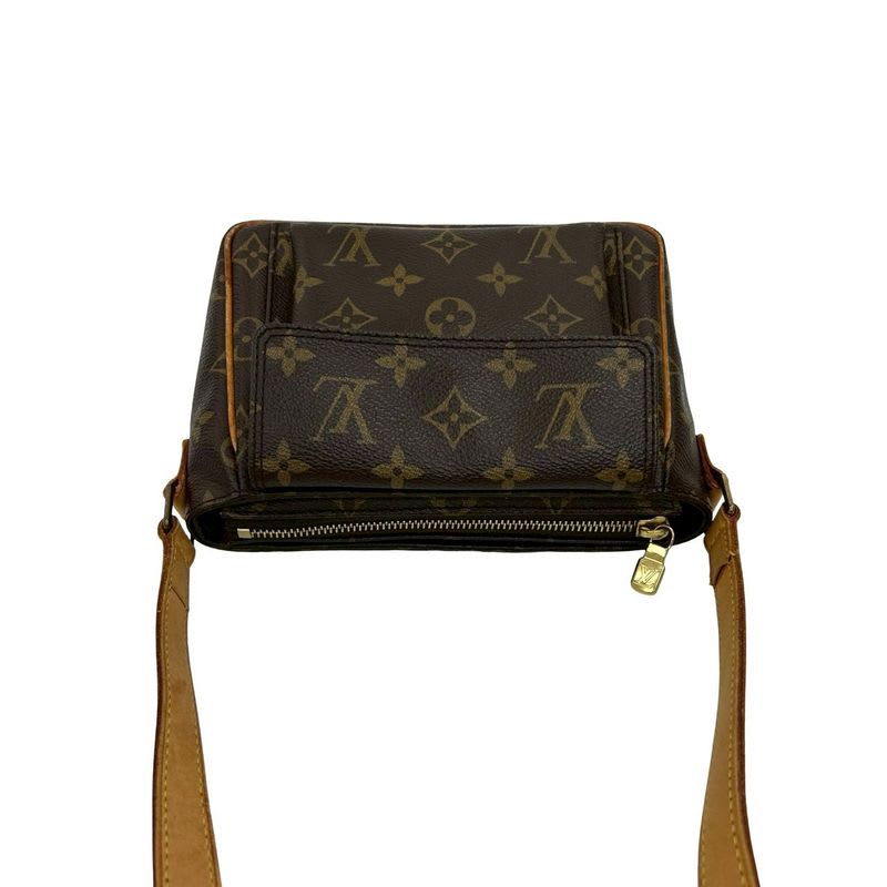 Louis Vuitton PM Monogram Leather Mini Shoulder Bag Pochette Sacoche Brown 09494