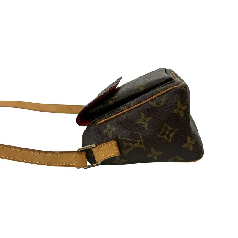 Louis Vuitton PM Monogram Leather Mini Shoulder Bag Pochette Sacoche Brown 09494