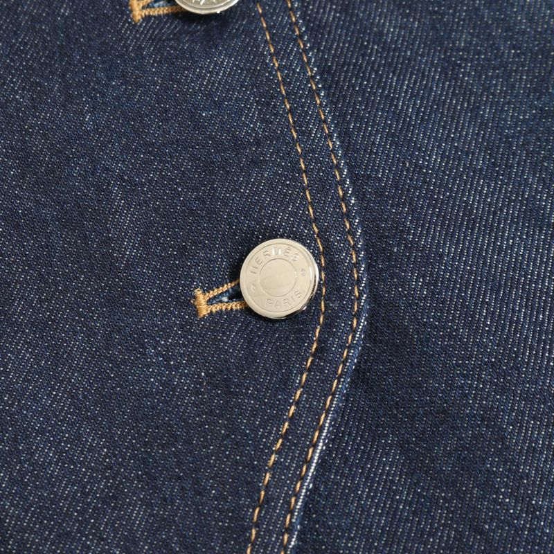 Hermes Skirt Serie Button Indigo Blue Cotton Denim