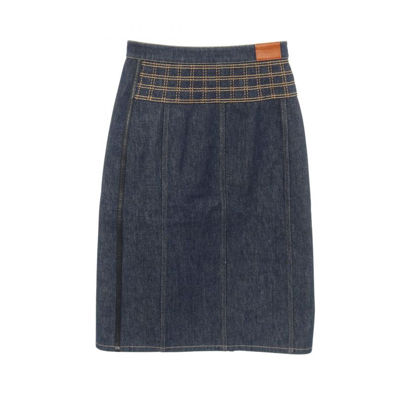 Hermes Skirt Serie Button Indigo Blue Cotton Denim