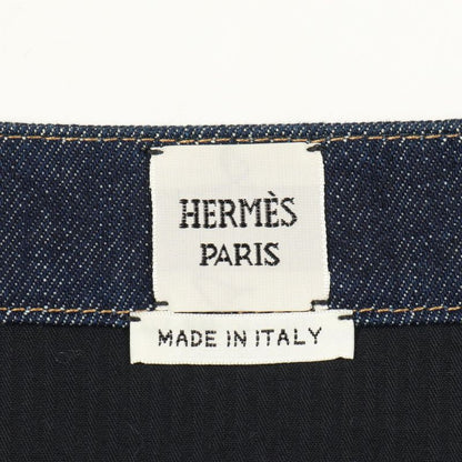Hermes Skirt Serie Button Indigo Blue Cotton Denim