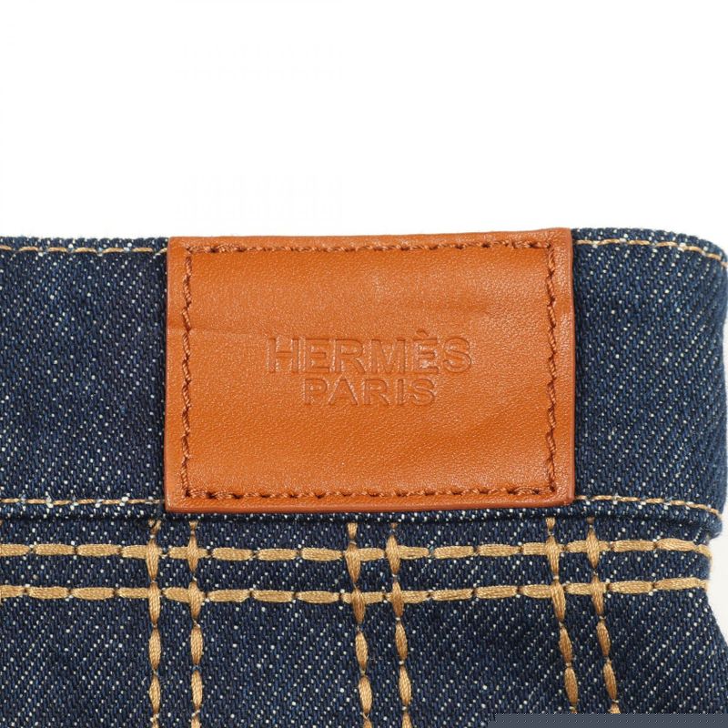 Hermes Skirt Serie Button Indigo Blue Cotton Denim