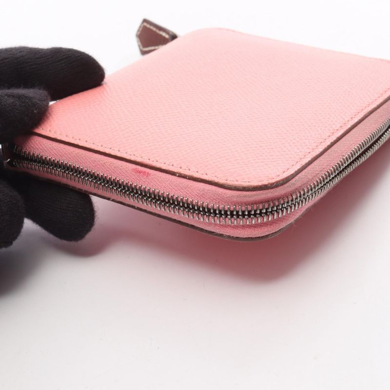 Hermes Round Wallet Azapp Compact Silk In Rose Confetti Leather