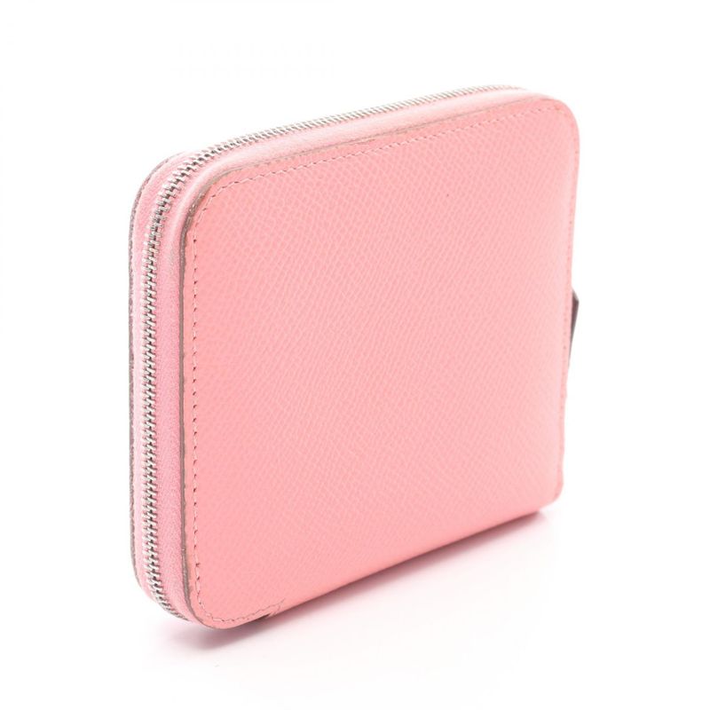 Hermes Round Wallet Azapp Compact Silk In Rose Confetti Leather