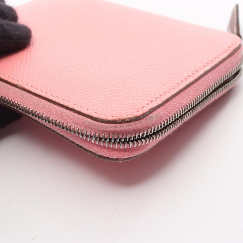 Hermes Round Wallet Azapp Compact Silk In Rose Confetti Leather