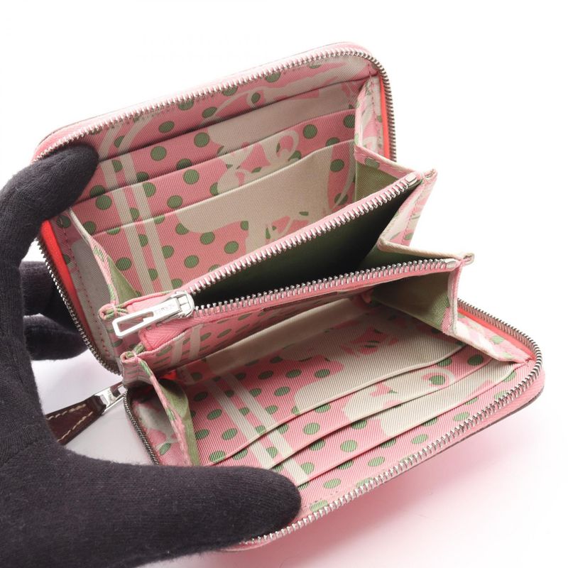 Hermes Round Wallet Azapp Compact Silk In Rose Confetti Leather