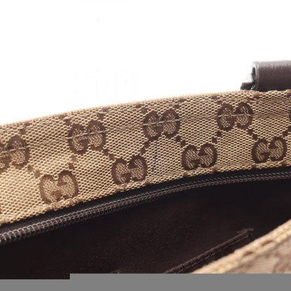 Gucci Shoulder Bag GG Canvas Sherry Line 256100 Beige Dark Brown Canvas Leather