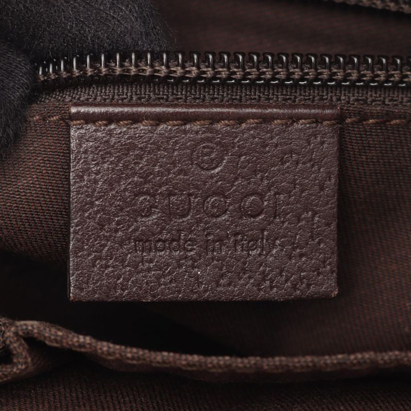 Gucci Shoulder Bag GG Canvas Sherry Line 256100 Beige Dark Brown Canvas Leather