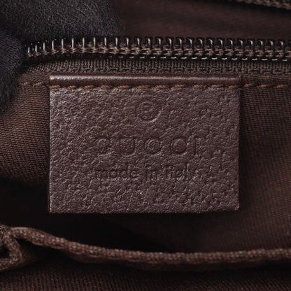 Gucci Shoulder Bag GG Canvas Sherry Line 256100 Beige Dark Brown Canvas Leather