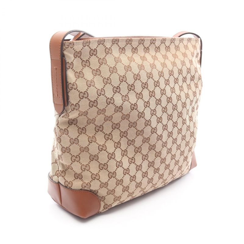 Gucci Shoulder Bag G Canvas Sherry Line 308930 Beige Brown Canvas Leather