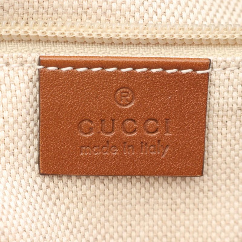 Gucci Shoulder Bag G Canvas Sherry Line 308930 Beige Brown Canvas Leather