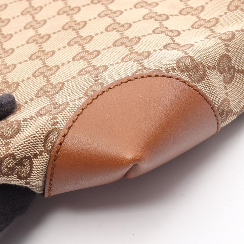 Gucci Shoulder Bag G Canvas Sherry Line 308930 Beige Brown Canvas Leather