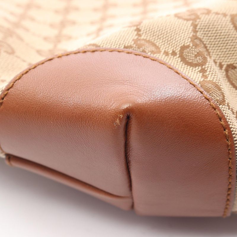 Gucci Shoulder Bag G Canvas Sherry Line 308930 Beige Brown Canvas Leather