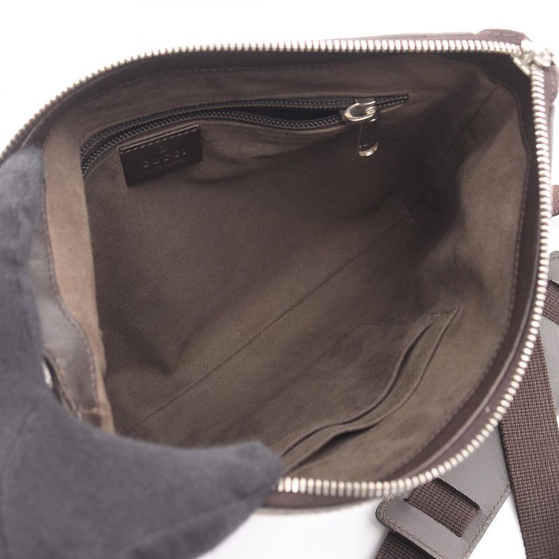 Gucci Shoulder Bag GG Supreme Beige Brown PVC Coated Canvas Leather