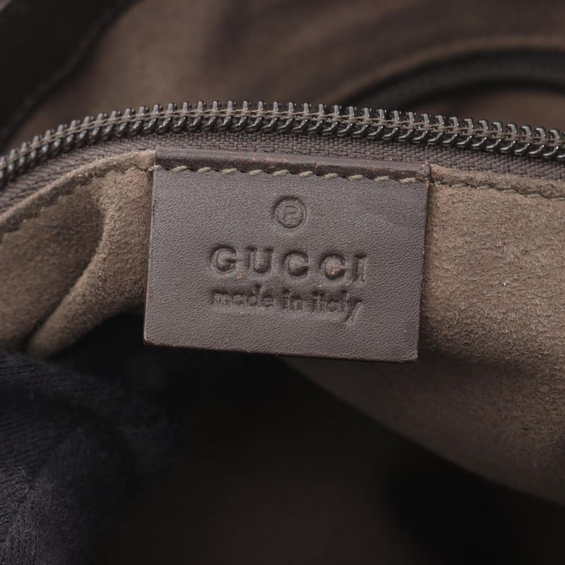 Gucci Shoulder Bag GG Supreme Beige Brown PVC Coated Canvas Leather