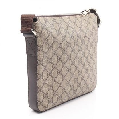 Gucci Shoulder Bag GG Supreme Beige Brown PVC Coated Canvas Leather