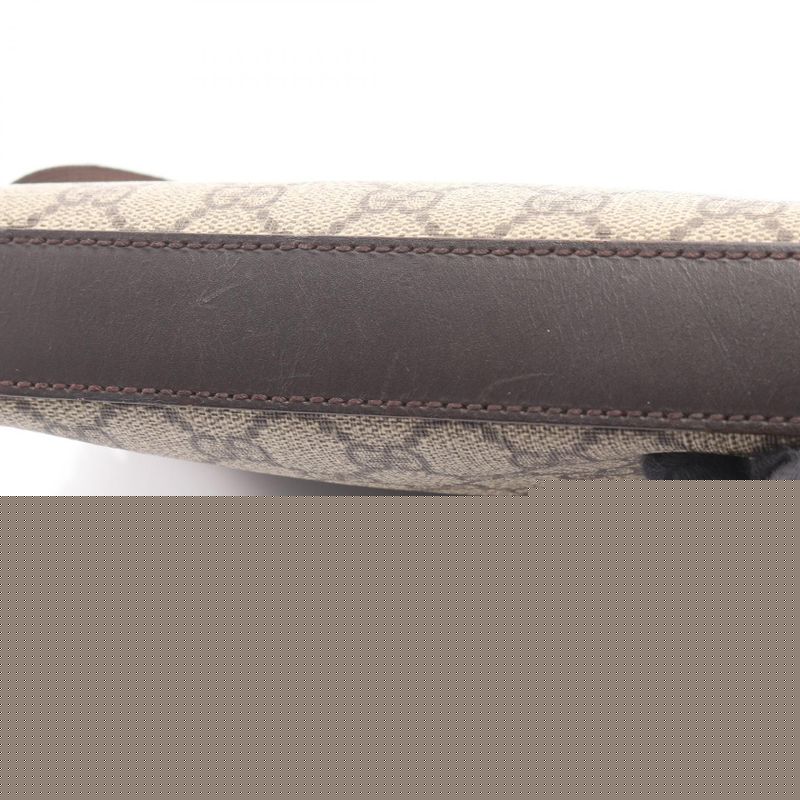 Gucci Shoulder Bag GG Supreme Beige Brown PVC Coated Canvas Leather