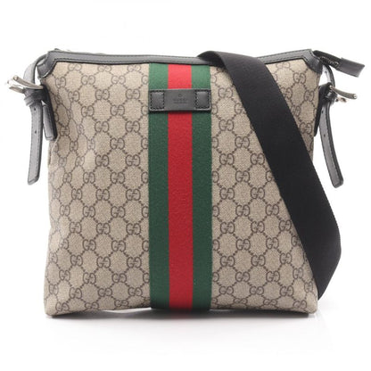 Gucci Shoulder Bag Web GG Supreme Messenger Sherry 387111 Beige Black PVC