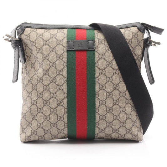 Gucci Shoulder Bag Web GG Supreme Messenger Sherry 387111 Beige Black PVC