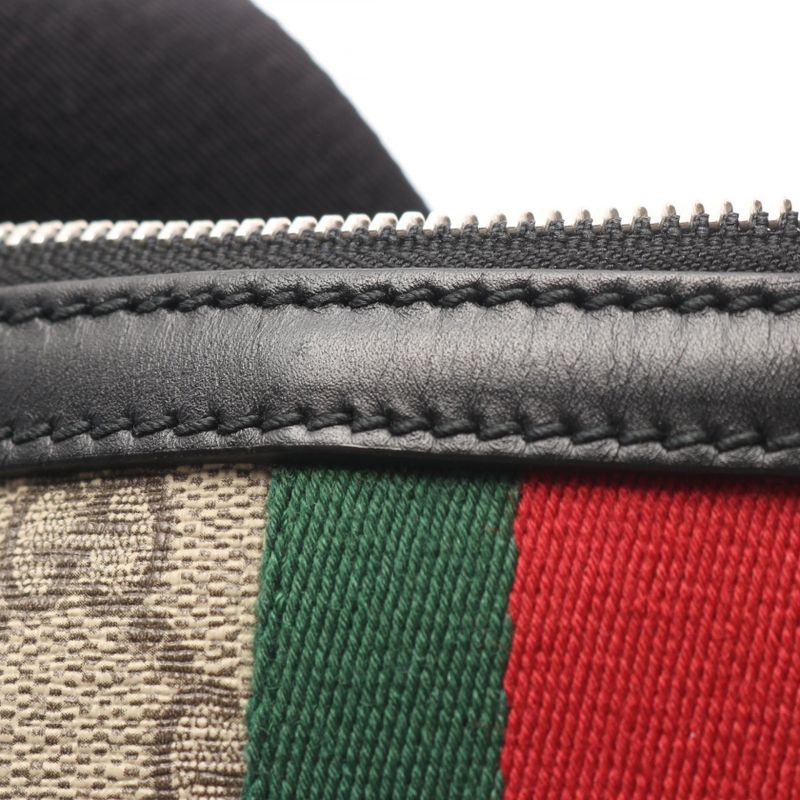 Gucci Shoulder Bag Web GG Supreme Messenger Sherry 387111 Beige Black PVC