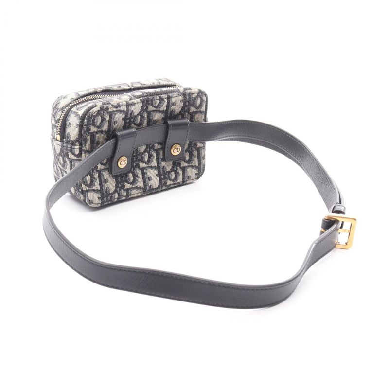 Dior Waist Bag Body Bag Mini Oblique Jacquard S5446ctzq Navy Canvas Leather