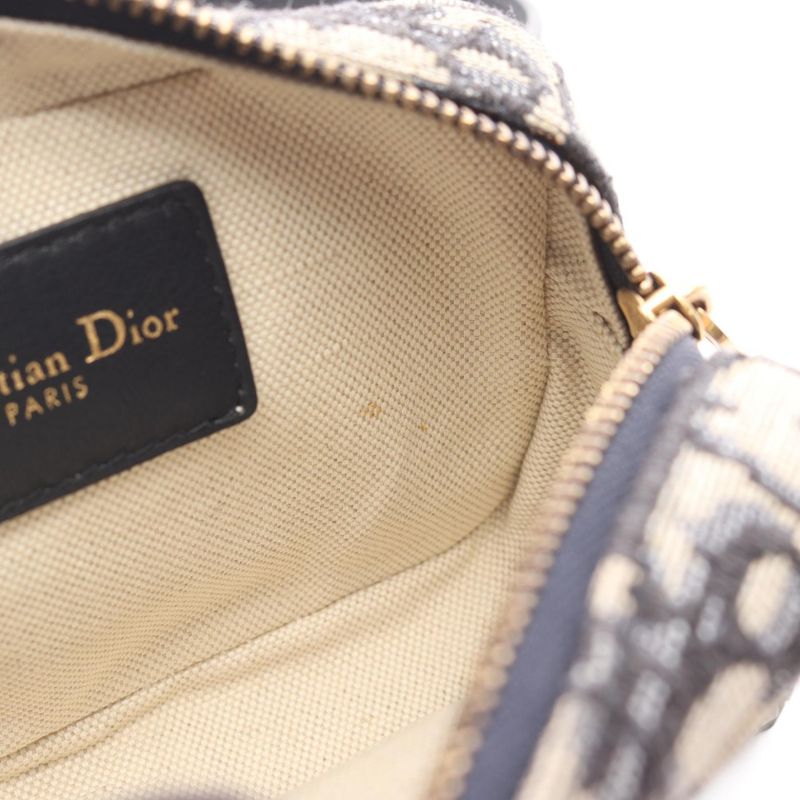 Dior Waist Bag Body Bag Mini Oblique Jacquard S5446ctzq Navy Canvas Leather