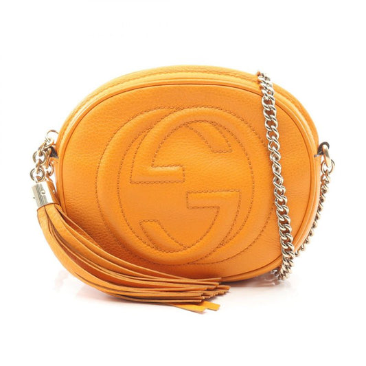 Gucci Shoulder Bag Soho 353965 Orange Leather Soho Mini Chain Shoulder Ladies